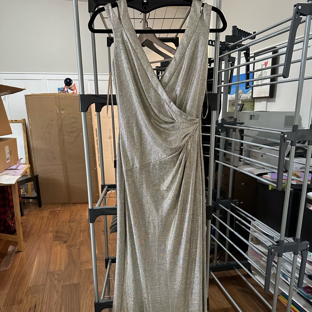 Long gold shimmery evening gown - floor length